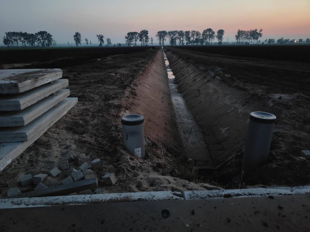 nieuwe drainage bij boomkwekerij