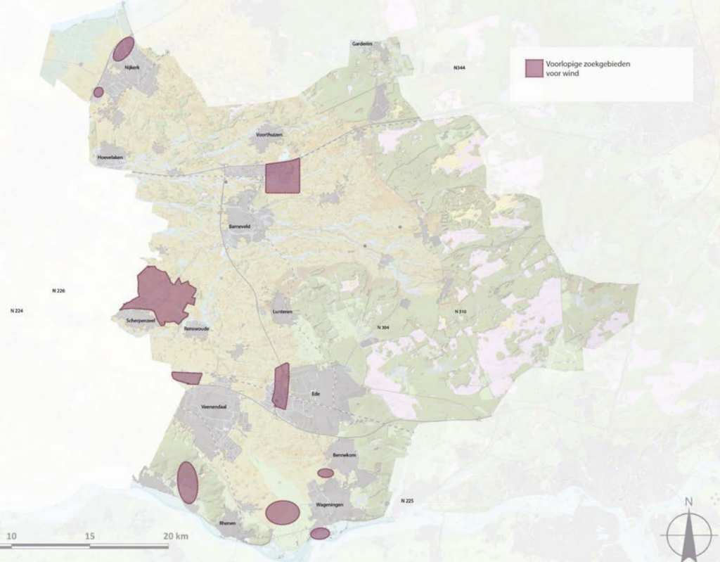 Zoekgebied windmolens regio Foodvalley.